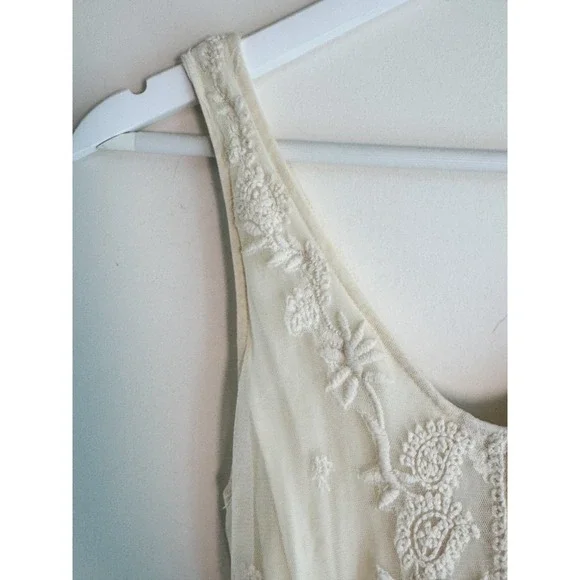 Zara Women's vintage-inspired White Floral Embroidered Mesh Maxi Dress Size XS - Picture 4 of 10